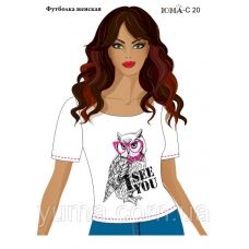 ЮМА-С-020 Женская футболка c рисунком I see you для вышивки 