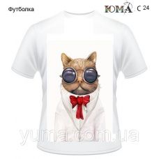 ЮМА-С-024 Женская футболка c рисунком Мистер Кот для вышивки 