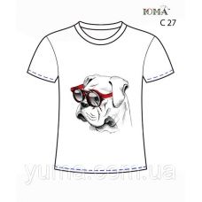 ЮМА-С-027 Мужская футболка c рисунком ''Бульдог в очках для вышивки 