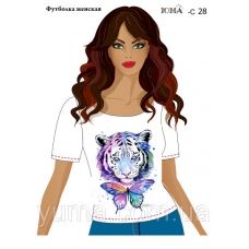 ЮМА-С-028 Женская футболка c рисунком Неоновое мерцание для вышивки 