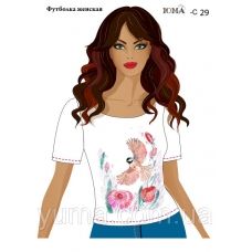 ЮМА-С-029 Женская футболка c рисунком Птичий рай для вышивки 