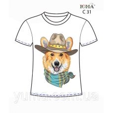 ЮМА-С-031 Женская футболка c рисунком Хитрый лис для вышивки 