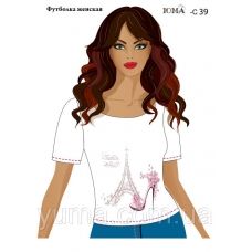 ЮМА-С-039 Женская футболка c рисунком Модный Париж для вышивки 