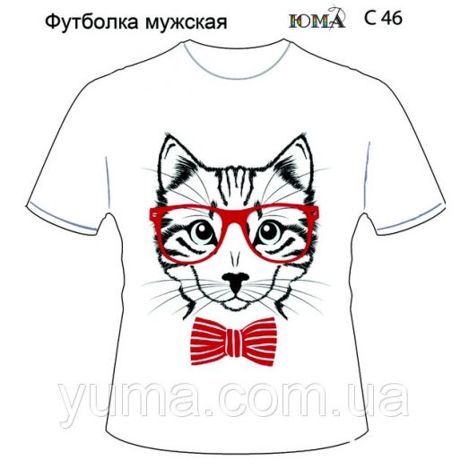 ЮМА-С-046 Мужская футболка с рисунком Барсик для вышивки 