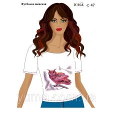 ЮМА-С-047 Женская футболка c рисунком Неоновая сова для вышивки 