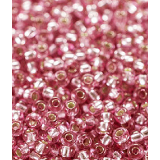 78692 Бисер Preciosa розовый, серебряная линия внутри