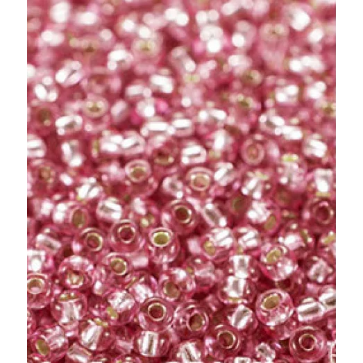 78692 Бисер Preciosa розовый, серебряная линия внутри