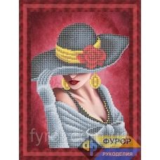 ФР-ЛБч4-028 Девушка в шляпе с розой. Схема для вышивки бисером ТМ Фурор Рукоделия