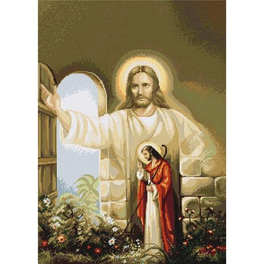 B411 Иисус стучащийся в дверь. Набор для вышивки нитками.Luca-s 