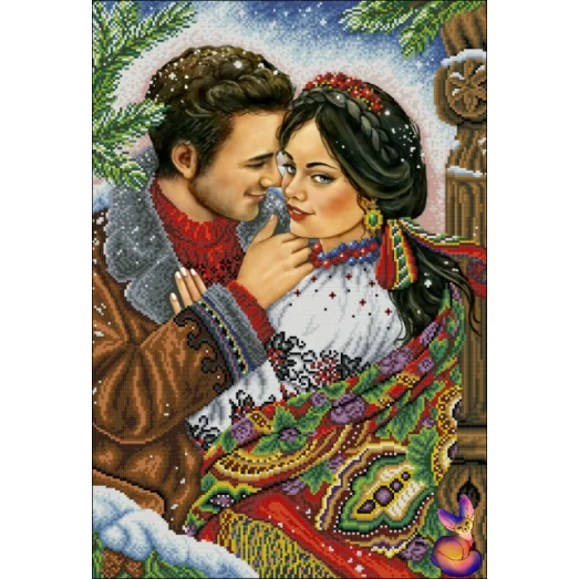 ФКч2-0088 Украинская любовь зимой. Схема для вышивки бисером Фокси