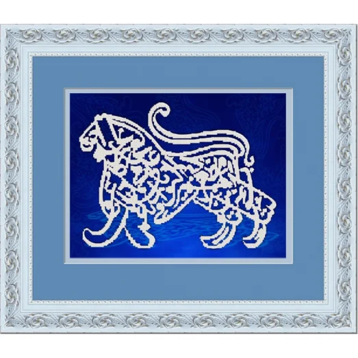 НИК-9696 Лев.Каллиграфия. Схема для вышивки бисером ТМ Конек