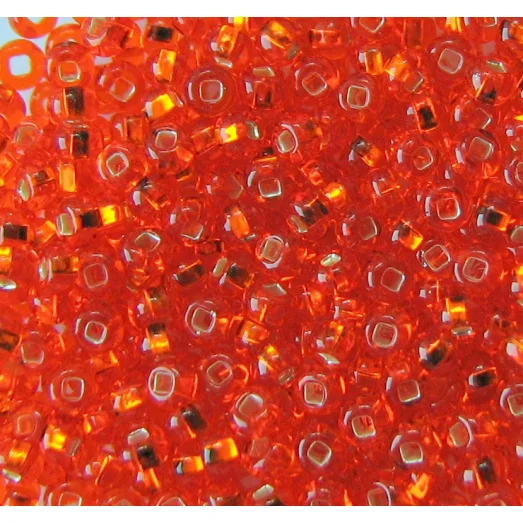 97030 Бисер оранжевый, серебряная серединка