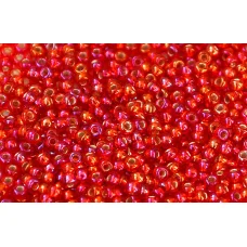 97059 Бисер Preciosa стеклянный красно-оранжевый радужный с серебрянным прокрасом