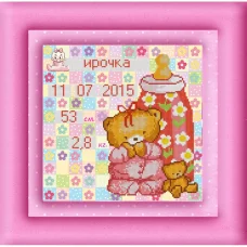 НИК-9892 Метрика для девочки. Схема для вышивки бисером ТМ Конек