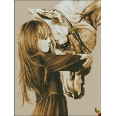 ФЧК-2089 Девочка и лошадь. Схема для вышивки бисером Феникс