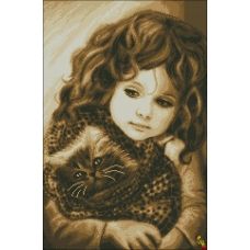ФПК-2145 Девочка с котёнком. Схема для вышивки бисером Феникс