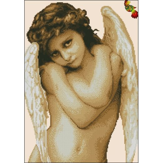 ФЧК-2049 Кудрявый ангел (сепия). Схема для вышивки бисером Феникс