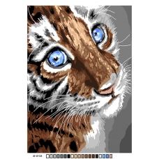 А3-18-124 Пушистый тигр. Канва для вышивки нитками Вышиванка