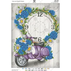А3Н_365 Часы с мопедом. Схема для вышивки бисером ТМ Virena