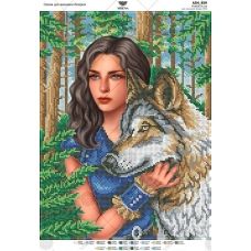 А3Н_459 Девушка и волк. Схема для вышивки бисером ТМ Virena