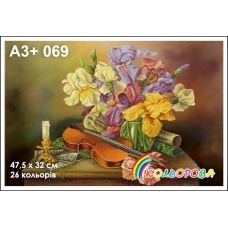 КЛВ-069 (А3+) Скрипка и цветы. Схема для вышивки бисером Кольорова