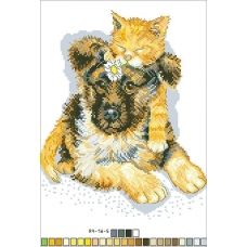 А4-16-005 Кот и собака. Канва для вышивки бисером Вышиванка