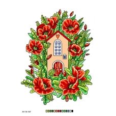 А4-16-167 Цветочный домик. Схема на канве ТМ Вишиванка