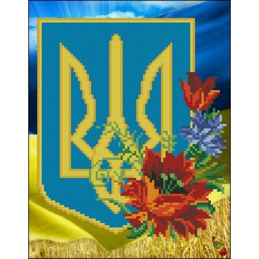 ФЧК-4205 Герб Украины с цветами Схема для вышивки бисером Феникс