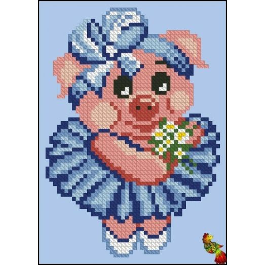 ФЧК-5166 Свинка балеринка. Схема для вышивки бисером Феникс