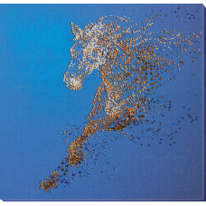 АВ-741 Золотой конь. Набор для вышивки бисером на художественном холсте. Абрис Арт