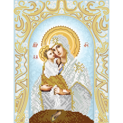 АС4-126 Почаевская икона  Божией Матери . Схема для вышивки бисером А-Строчка
