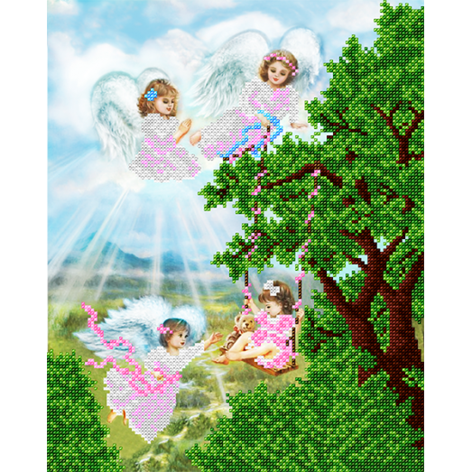 АК3-143 Ангелы дитя хранят. Схема для вышивки бисером А-Строчка