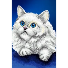 АХ2-046 Белый кот. Схема для вышивки бисером. А-Строчка