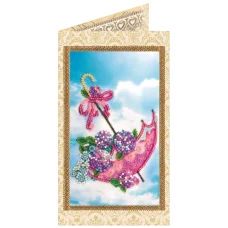 АО-121 Цветы в зонтике. Набор-открытка для вышивки бисером Абрис Арт