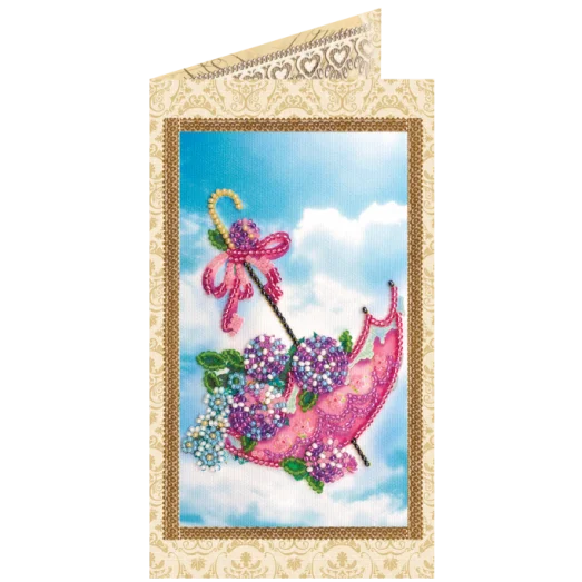 АО-121 Цветы в зонтике. Набор-открытка для вышивки бисером Абрис Арт