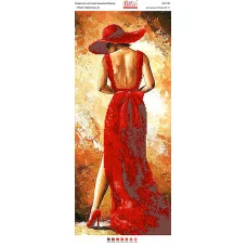 ПН-018 Дама в красном. Схема для вышивки бисером ТМ Вышиванка