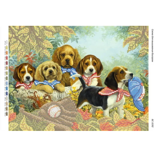 БС-3192 Щенки. Схема для вышивки бисером. Сяйво БСР