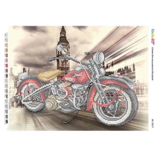 БС-3317 Мотоцикл красный. Схема для вышивки бисером ТМ Сяйво