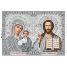 БСР-2084 Иисус Христос и БМ Казанская серебро. Схема для вышивки бисером ТМ Сяйво БСР