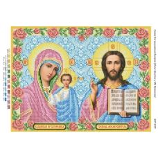БСР-3270 Иисус Христос и БМ Казанская розы. Схема для вышивки бисером ТМ Сяйво