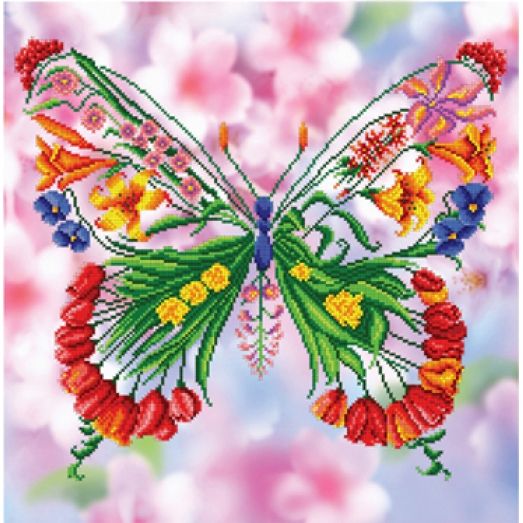 БИС-7814 Цветочная бабочка. Схема для вышивки бисером Арт Лар   	