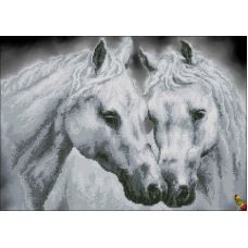 ФЧК-2116 Белая пара лошадей. Схема для вышивки бисером Феникс