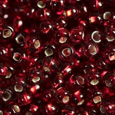 97090 / №497 Красный прозрачный с серебряной серединкой