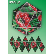 IP-001-В Новогодний шар Маки на черном. Набор для выкладки пластиковыми алмазиками ТМ Вдохновение