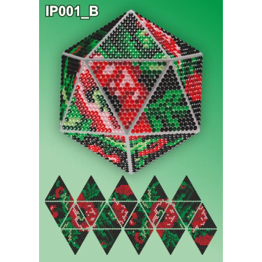 IP-001-В Новогодний шар Маки на черном. Набор для выкладки пластиковыми алмазиками ТМ Вдохновение