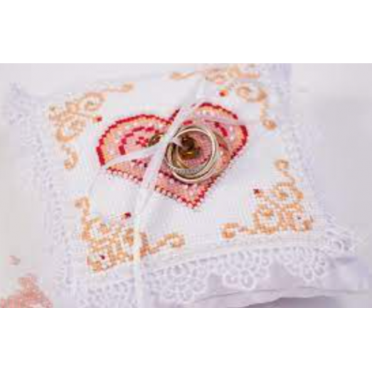 МП-8294 Набор для шитья и вышивания подушка для колец "Сердца влюбленных"