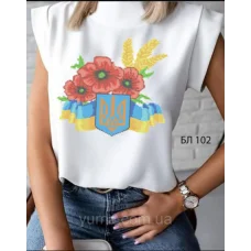 БЛ-102 Пошитая блузка Лилея под вышивку бисером. ТМ Юма