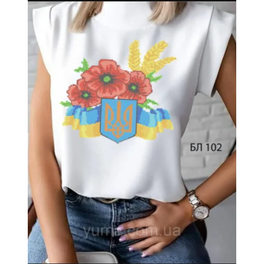 БЛ-102 Пошитая блузка Лилея под вышивку бисером. ТМ Юма