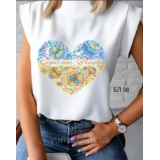 БЛ-098 Пошитая блузка Лилея под вышивку бисером. ТМ Юма