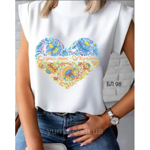 БЛ-098 Пошитая блузка Лилея под вышивку бисером. ТМ Юма